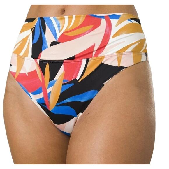 prAna Size M Pink Tropics Aurelia Swim Bikini Bottom High Waisted Swimwear Q5-3 - Picture 1 of 9
